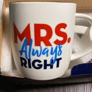 Mr. Right & Mrs. Always Right coffee mugs. Excellent shower or wedding gift! 💍